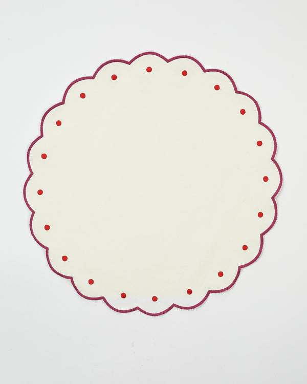 Le set de table tout rond rose et rouge