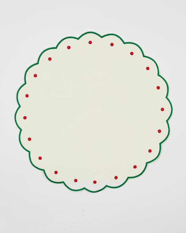 Le set de table tout rond vert et rouge